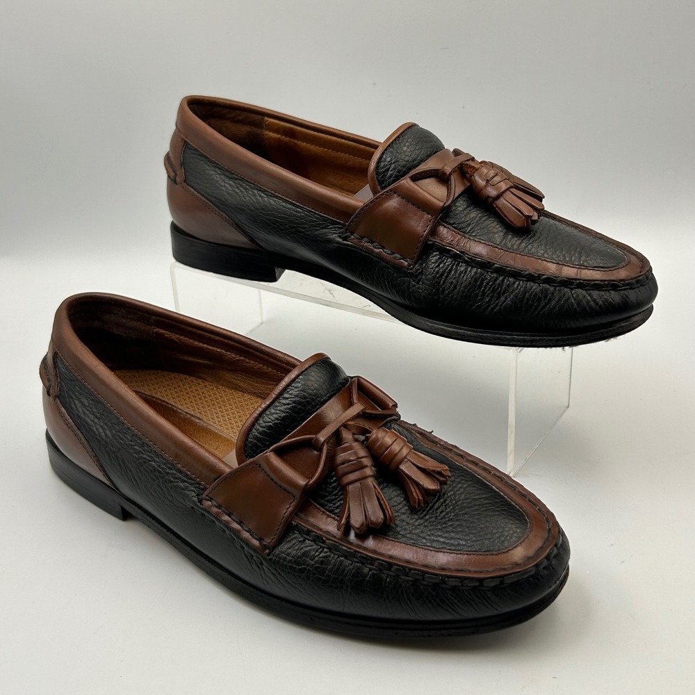 Florsheim Tassel Loafers Mens 8.5 D Black Brown Leather Kiltie Preppy Formal